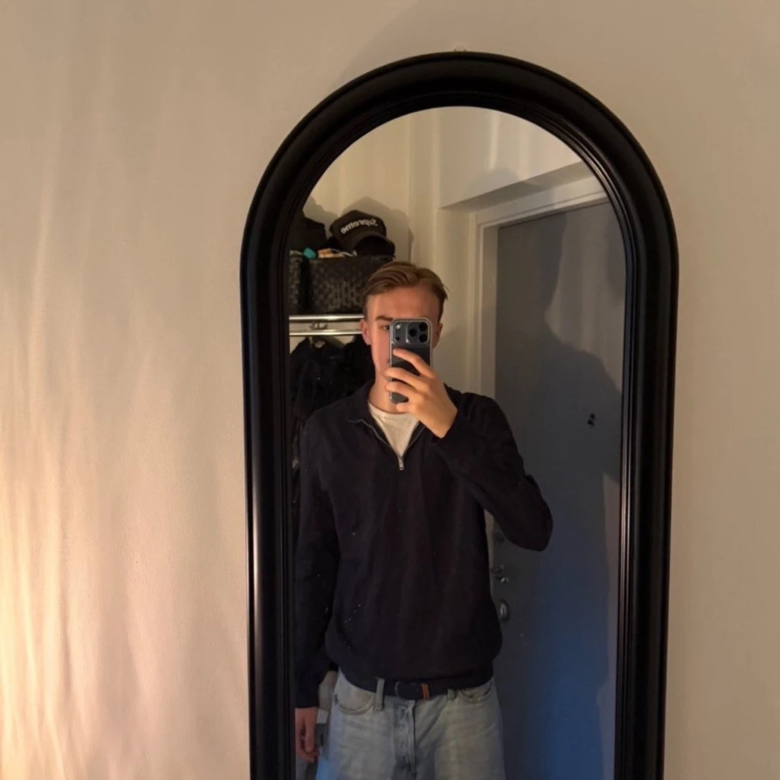 Mörkblå half zip tröja från H&M