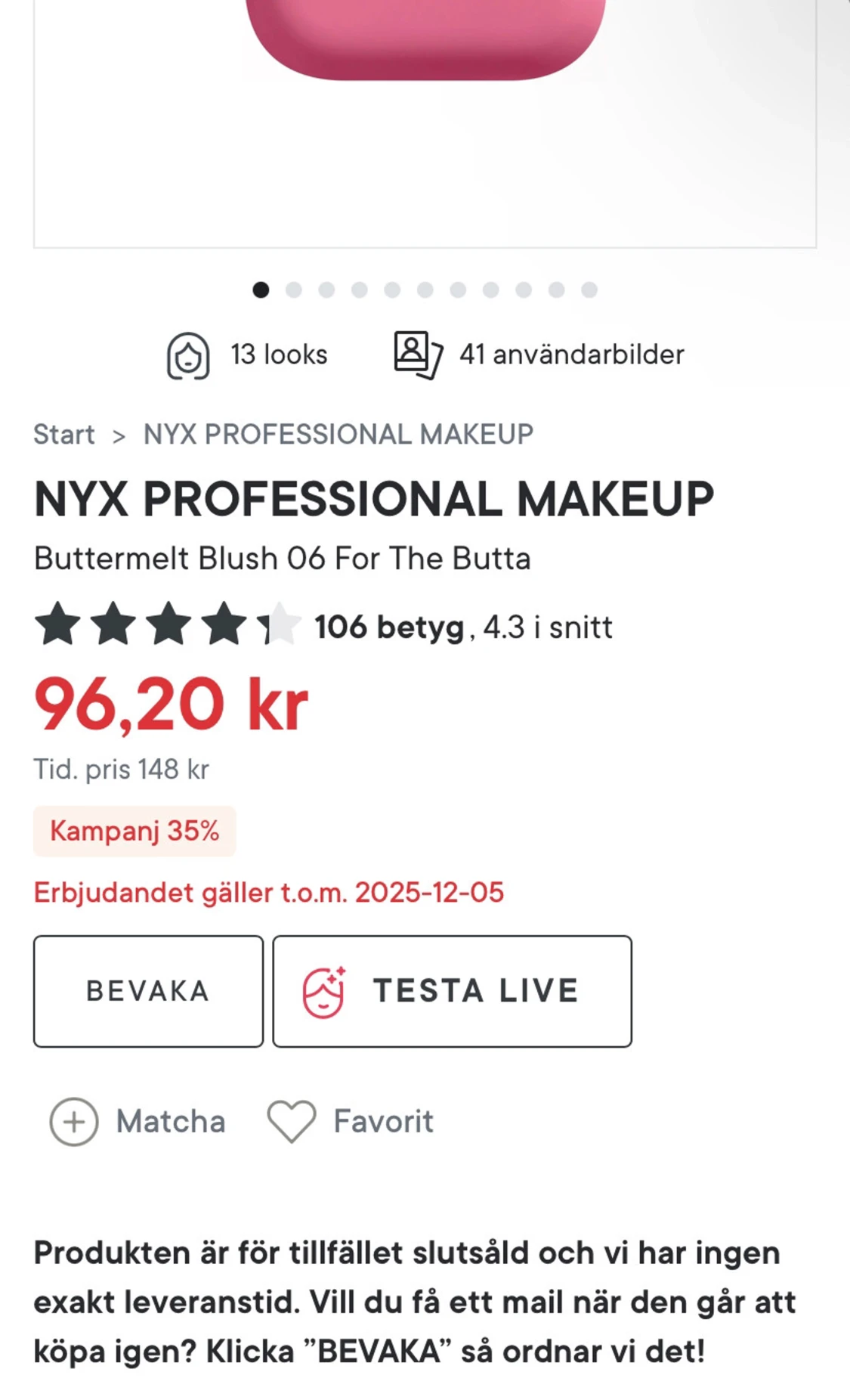 NYX Buttermelt Blush 06 For The Butta - 2