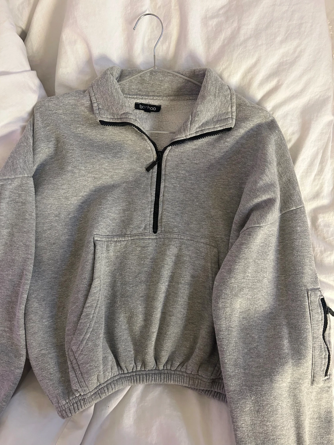 Grå half zip hoodie  - 1