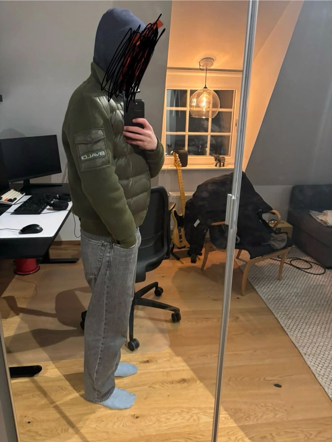 Olivgrön cardigan/puffer från Bvaldi - 1