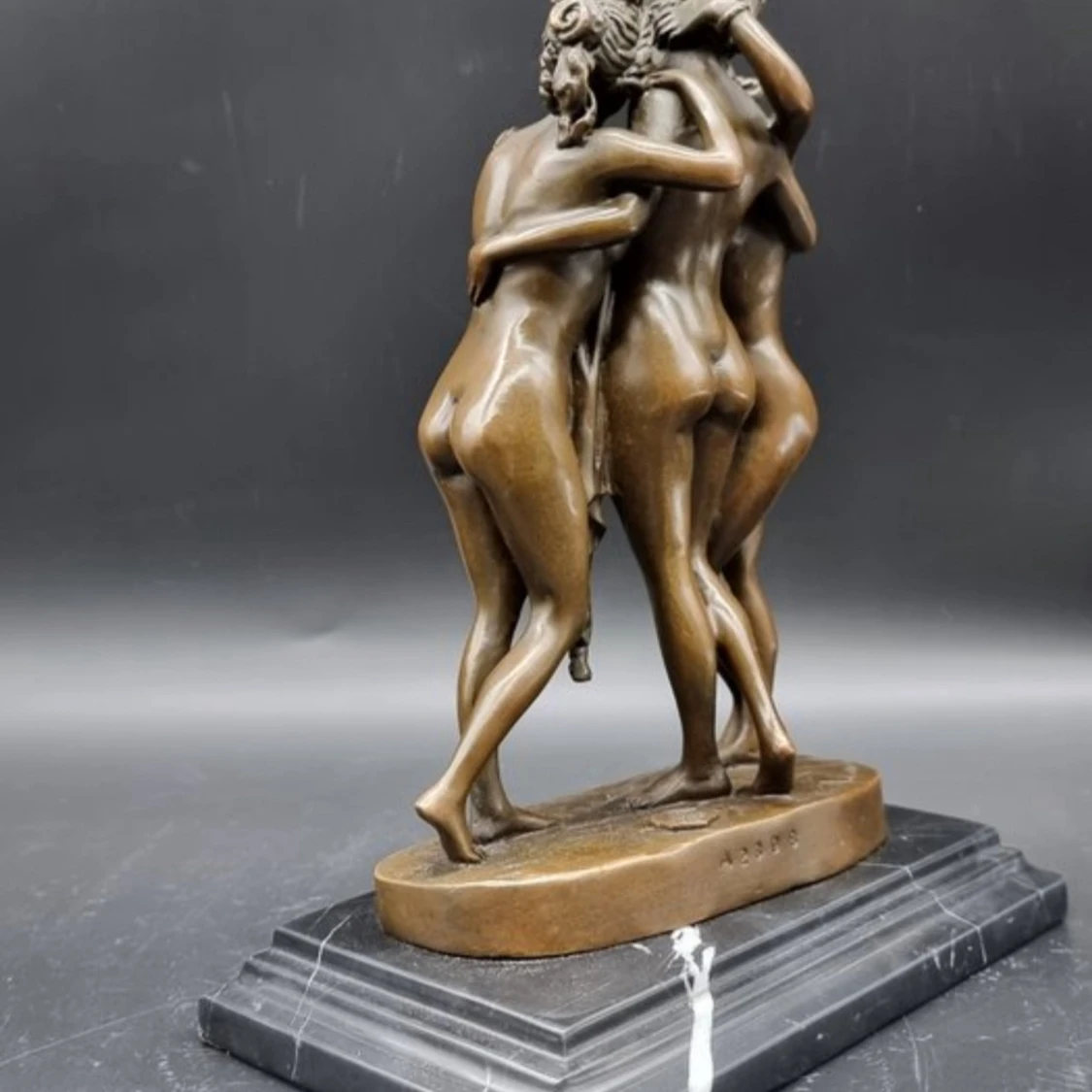 Staty, Bronze, The Three Graces - 24.5 cm - Brons, Marmor - 3