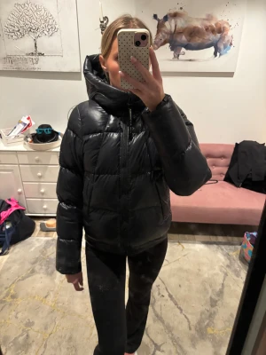 Svart pufferjacka Peak Performance - Säljer en svart pufferjacka från Peak Performance med hög krage. Jackan är några år gammal och har några defekter därefter, som visas på sista bilderna. Den är super varm och funkar både som vardags jacka men även perfekt att ha i fjällen❣️