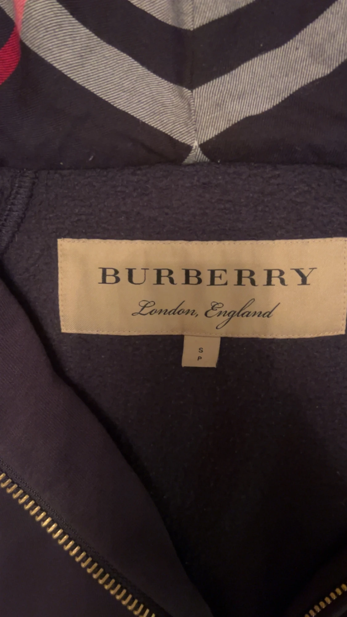 Mörkblå Burberry hoodie med dragkedja - 2