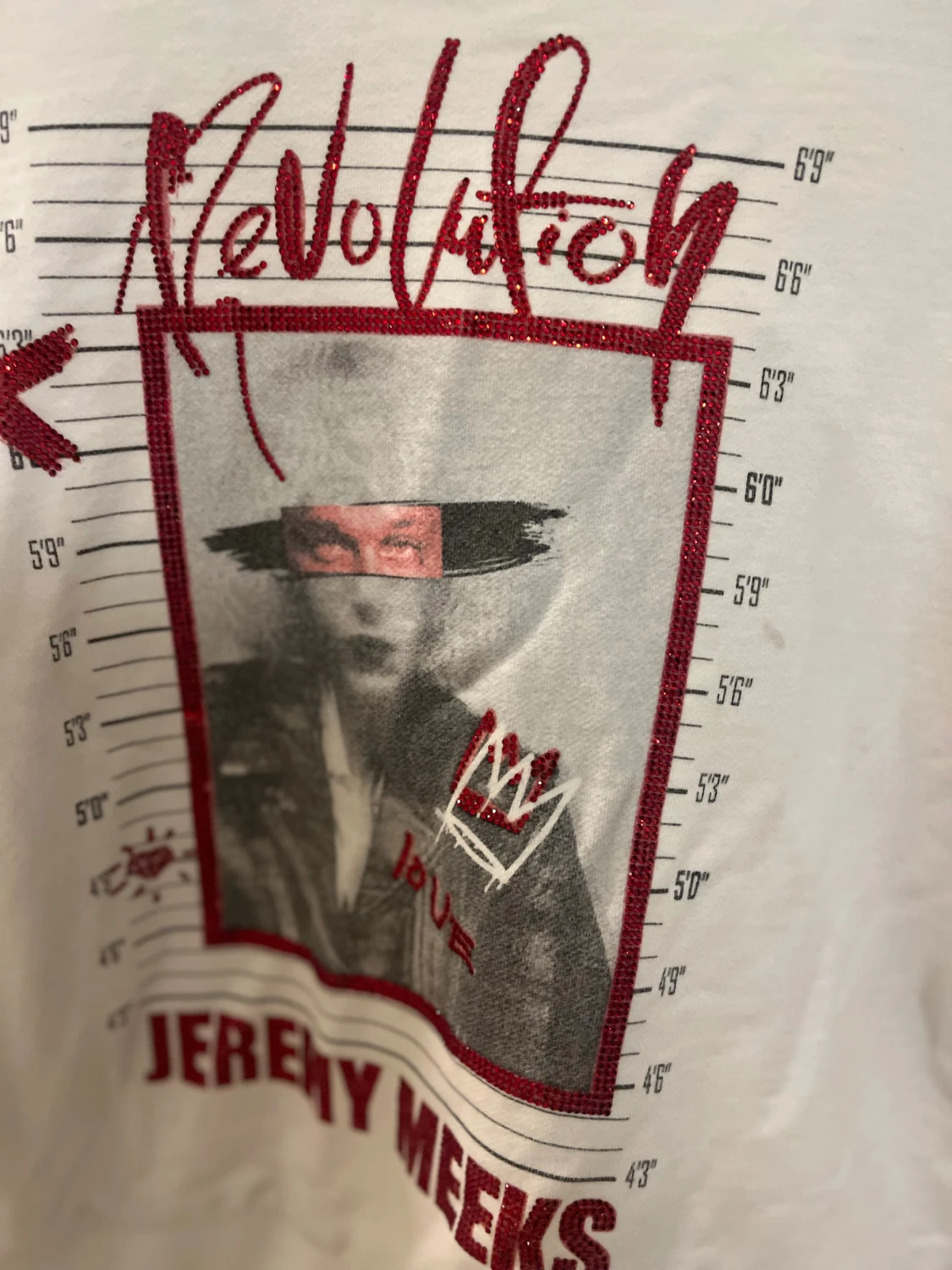 Vit Jeremy Meeks sweatshirt med röd glitterprint - 3