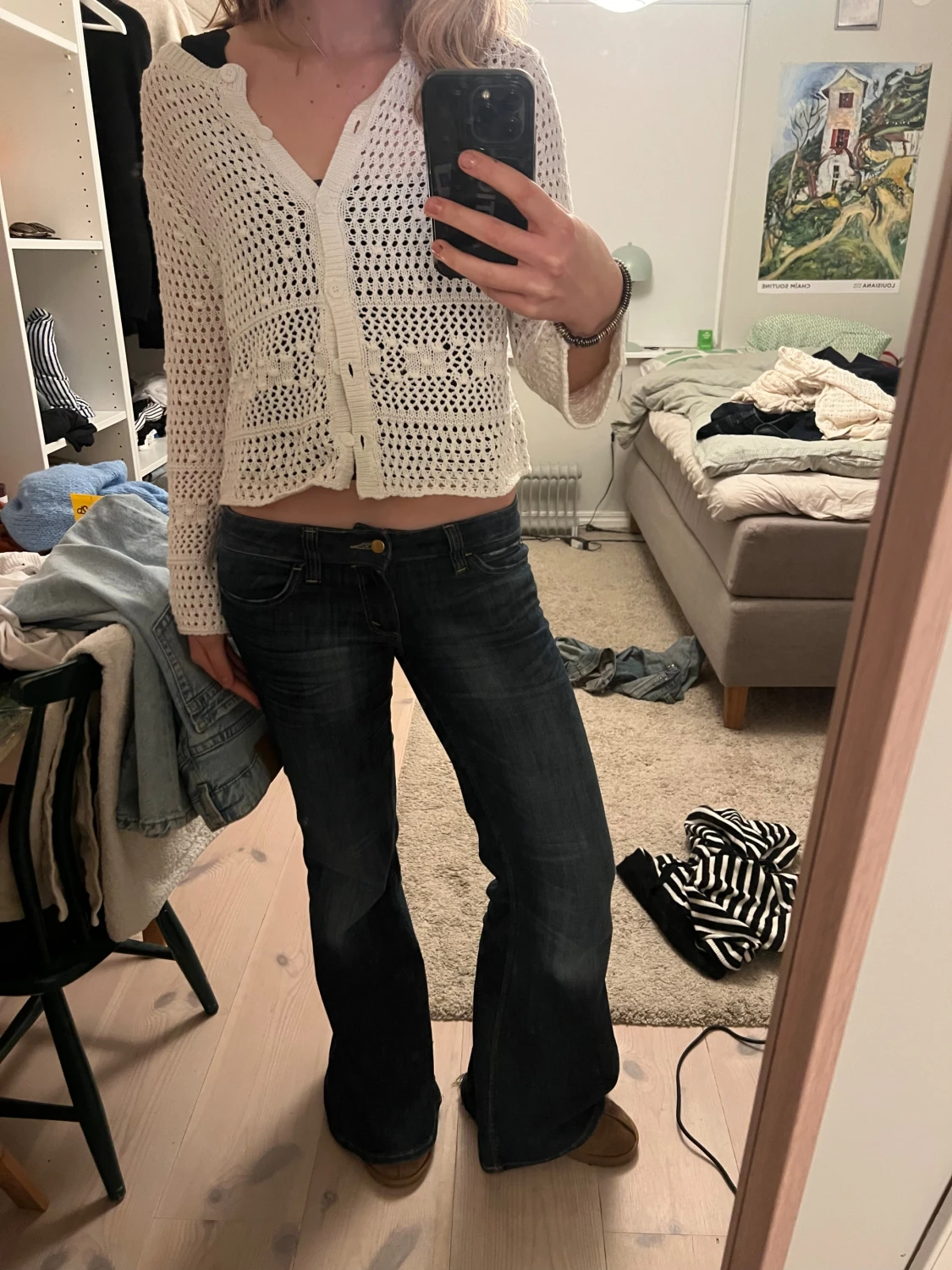 Vit stickad kofta från Indiska