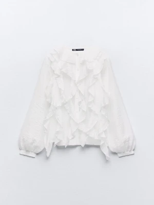 Vit volangblus  - Säljer blus 🤍🤍🤍