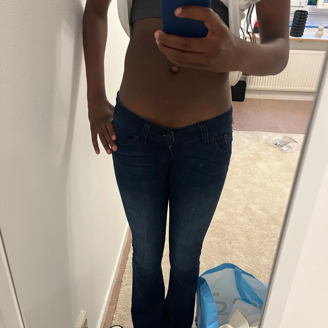 Mörkblå bootcut jeans G rise - 3