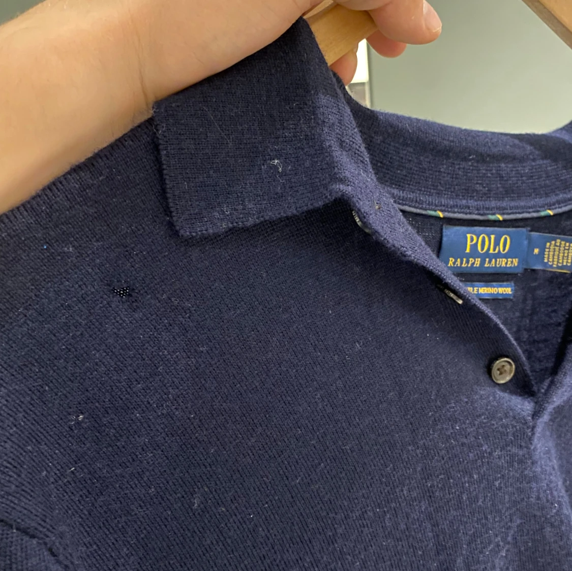 Marinblå pikétröja i merino Ralph Lauren - 2