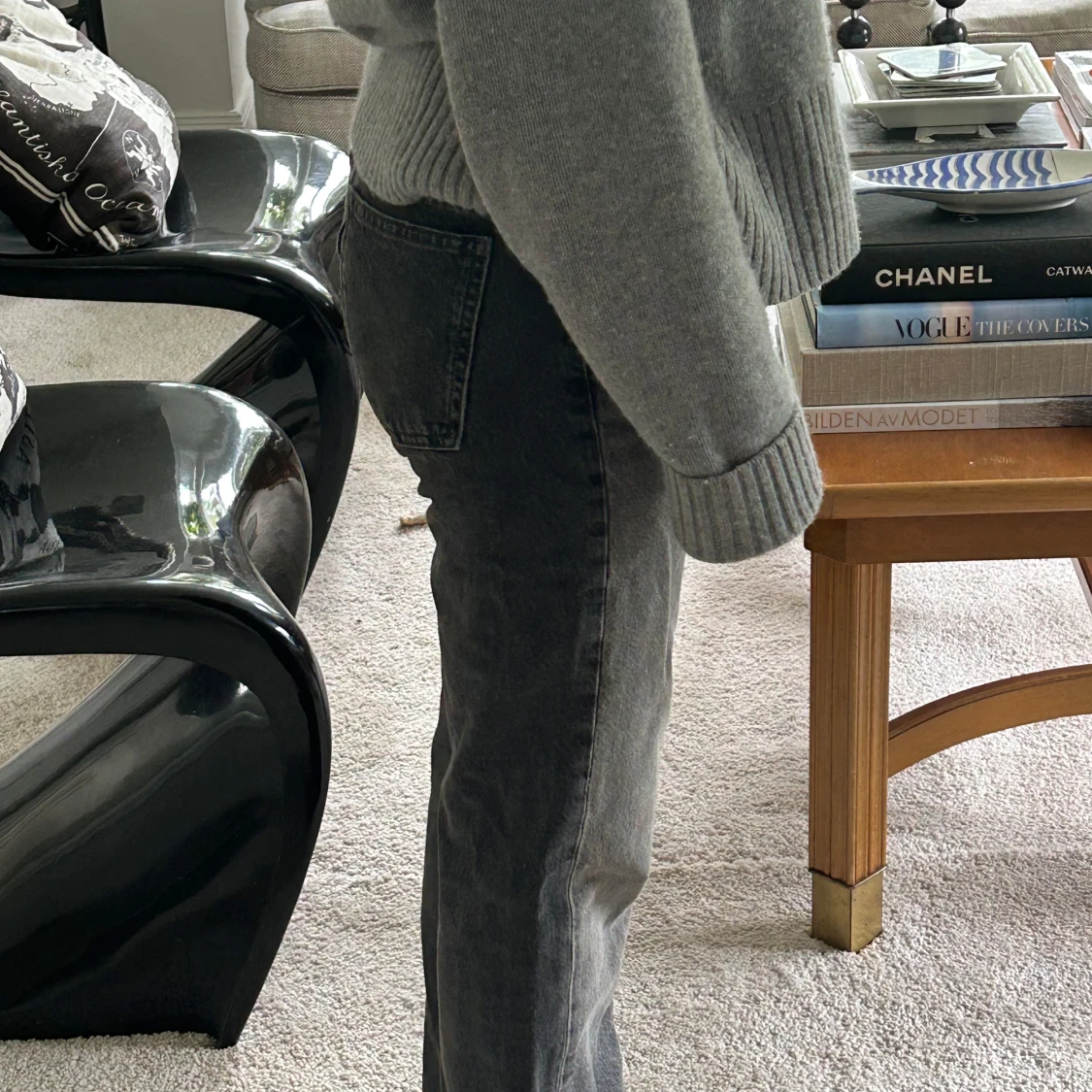 Grå midwaist raka jeans Zara - 1