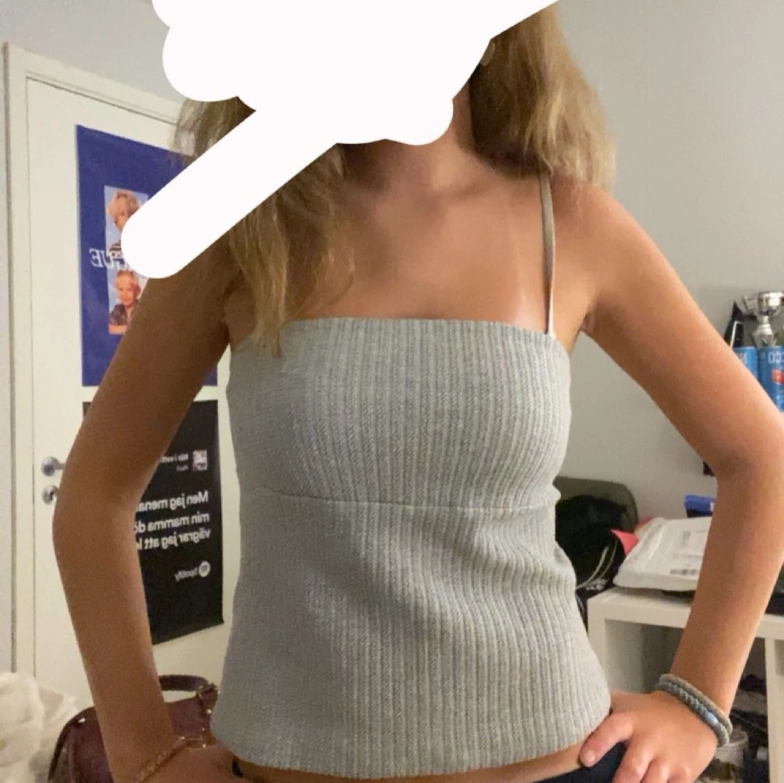 Grå off shoulder topp - 1