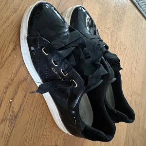 Svarta sneakers från Gant - Snygga svarta sneakers från Gant med glansig finish och breda svarta snören. Skorna har vita sulor och guldfärgade öljetter som ger en extra touch. Perfekta för dig som gillar en stilren men ändå trendig look.