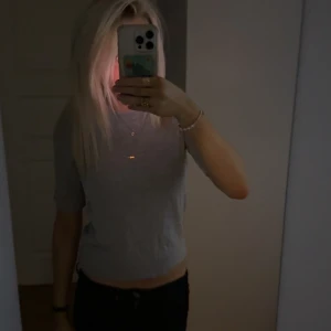 Vit och grå croppad kortärmad topp - Enkel och stilren vit och grå croppad topp med korta ärmar och rund. Tunn och mjuk, 100kr för båda 50 för en😘