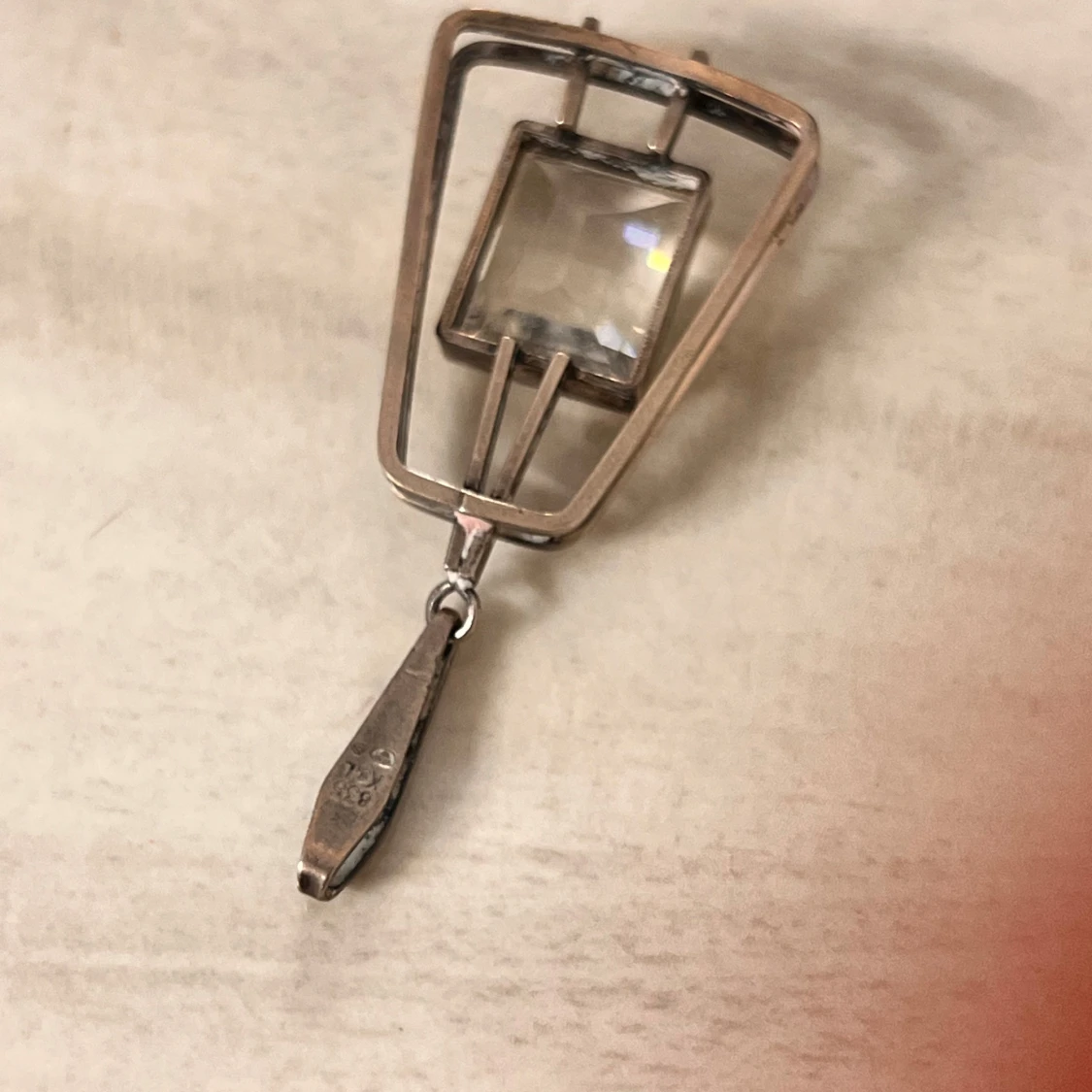 Retro silver hängsmycke med glassten - 3