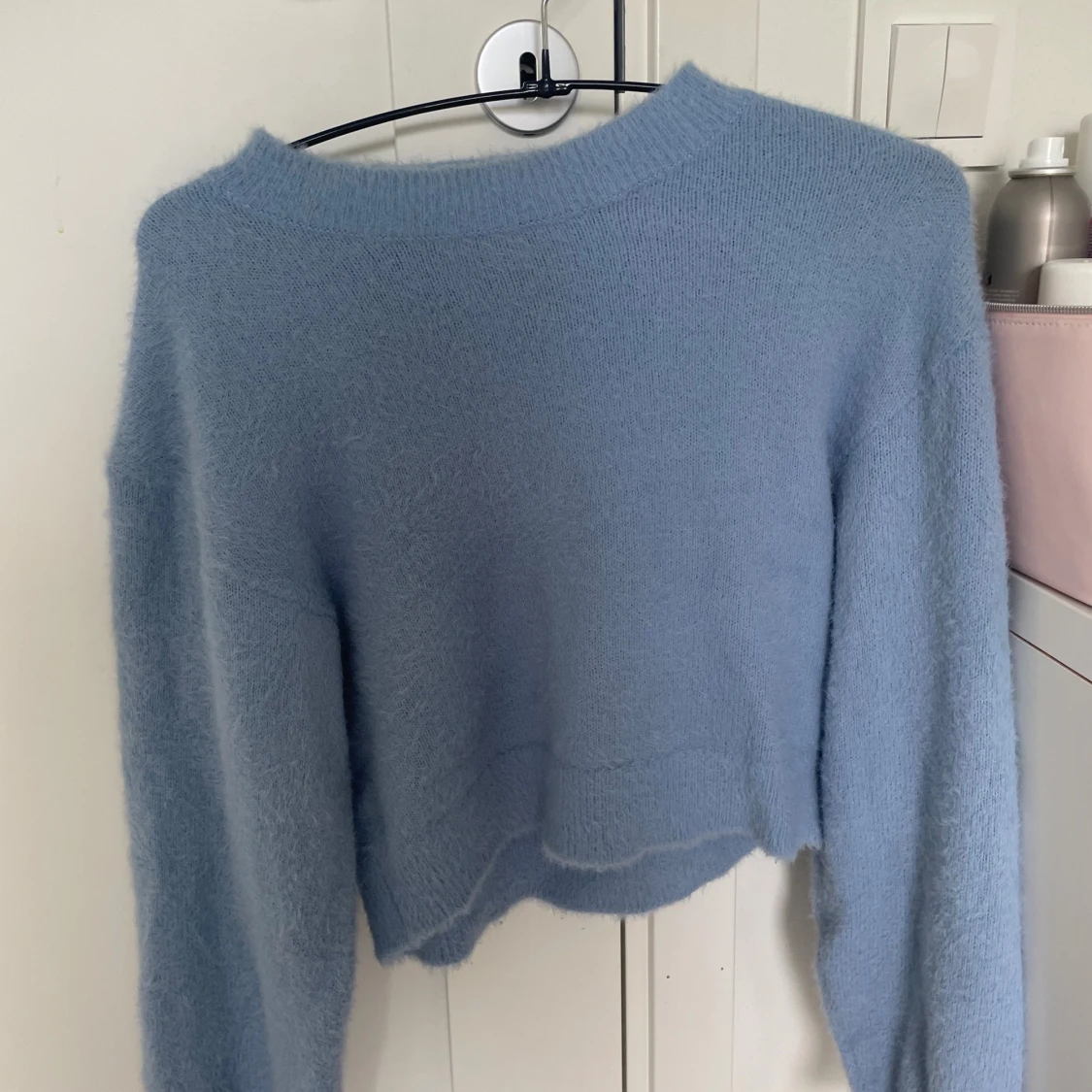 Ljusblå croppad stickad tröja XS - 1