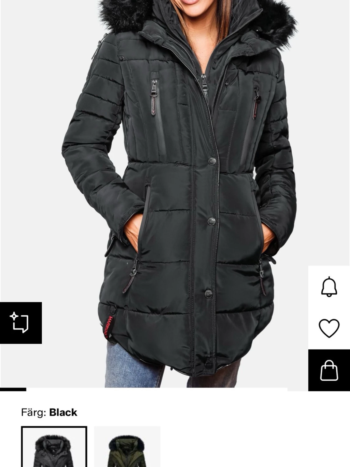 Svart lång pufferjacka från Marikoo - 1