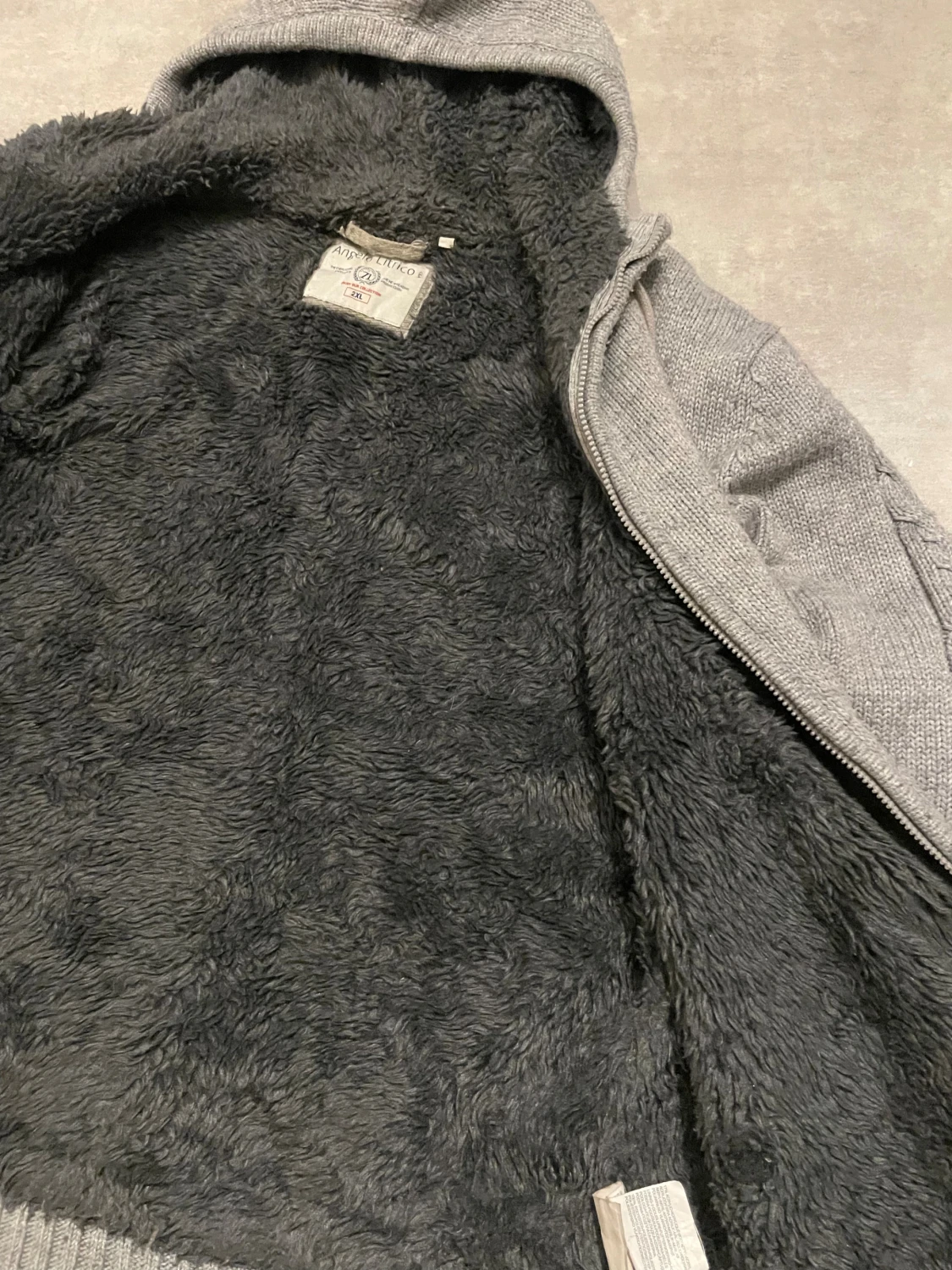 Stickad cardigan med päls  - 2