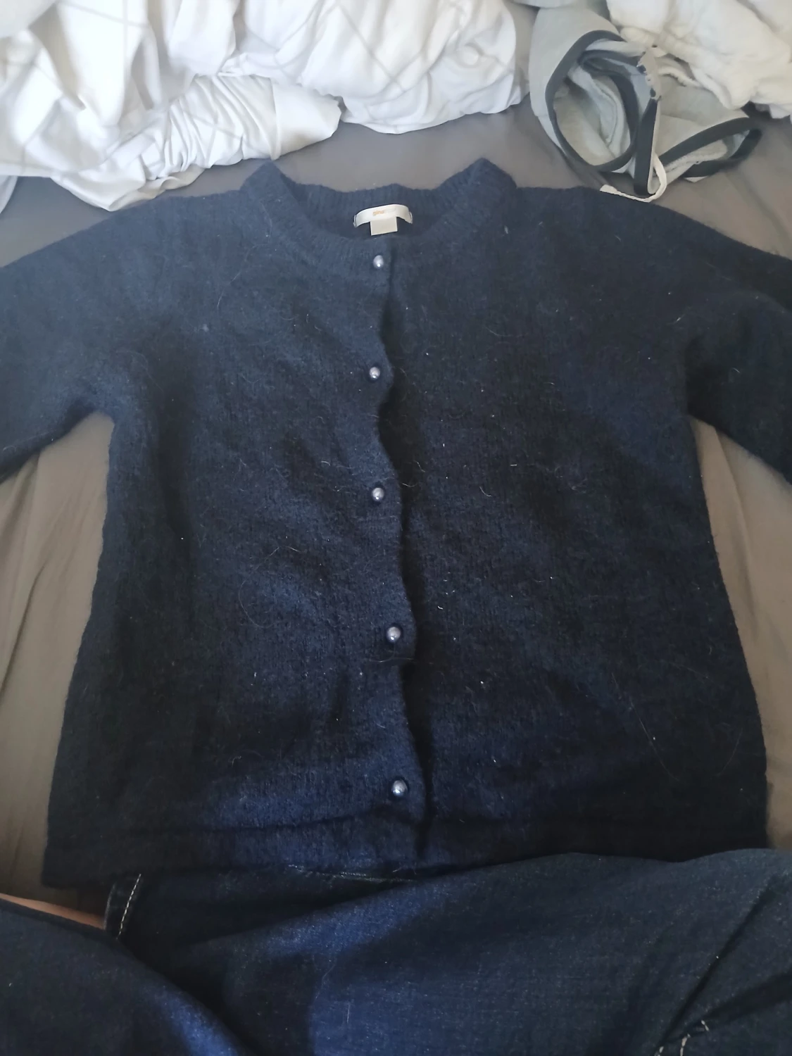 Mörkblå stickad kofta Gina Tricot