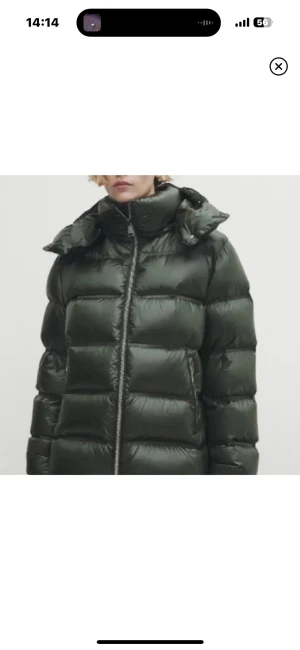 Mörkgrön massimo dutti jacka i storlek m - Säljer en mörkgrön och slutsåld massimo dutti pufferjacka med stor huva och dragkedja framtill. Jackan är tillverkad i glansigt syntetmaterial med dunfyllning. Perfekt för kalla dagar och har en clean, modern look som är lätt att styla med jeans eller hoodie.   Köp inte med köp nu utan kom med bud!💕