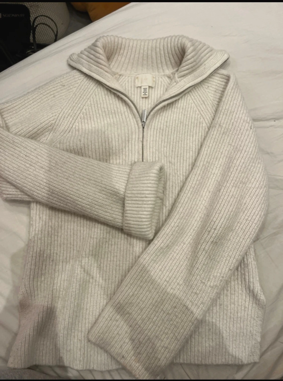 Vit stickad half zip tröja H&M - 2