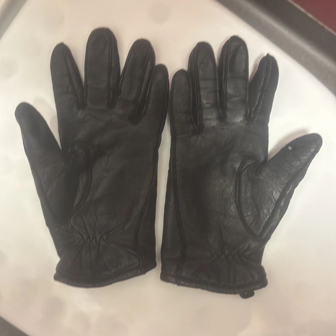 Svarta skinnhandskar med ullfoder - 2