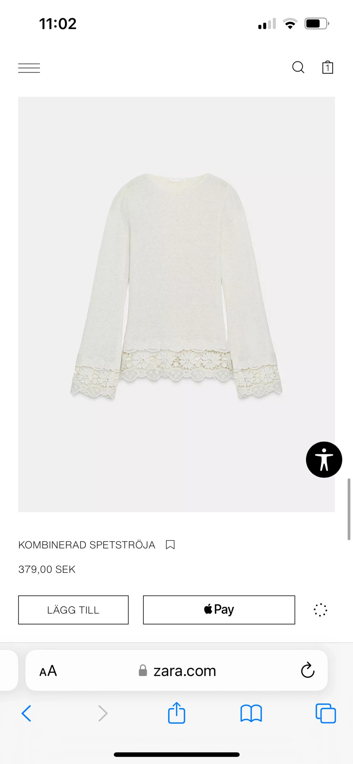 Beige spetsdetaljerad tröja från Zara - 2