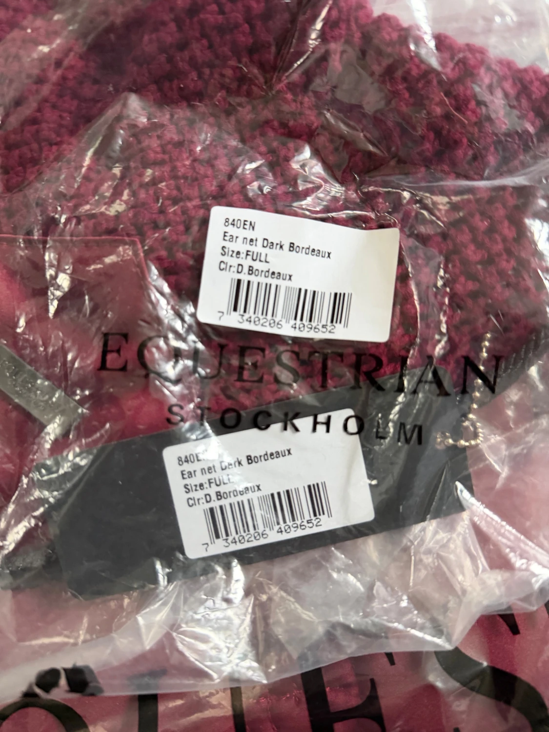 Equestrian Stockholm Dressage Saddle Pad & Ear Net Dark Bordeaux FULL - 2