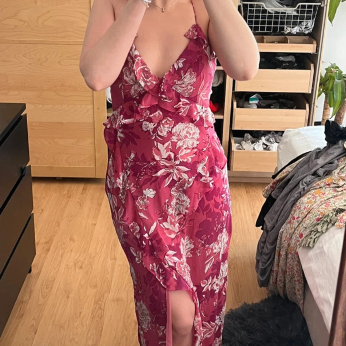 Rosa blommig långklänning från Zara - 2