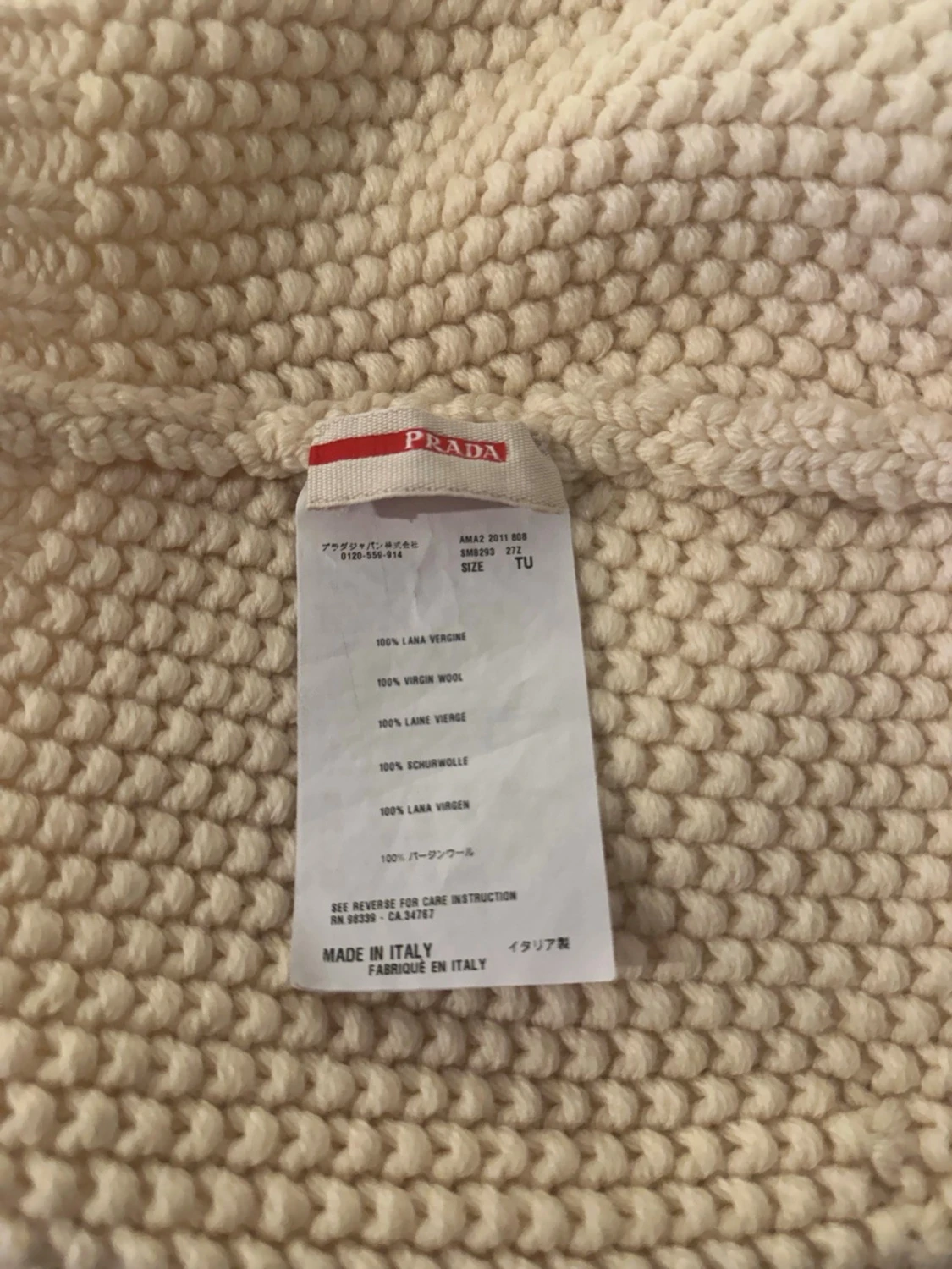 Prada stickad beige ull mössa - 4