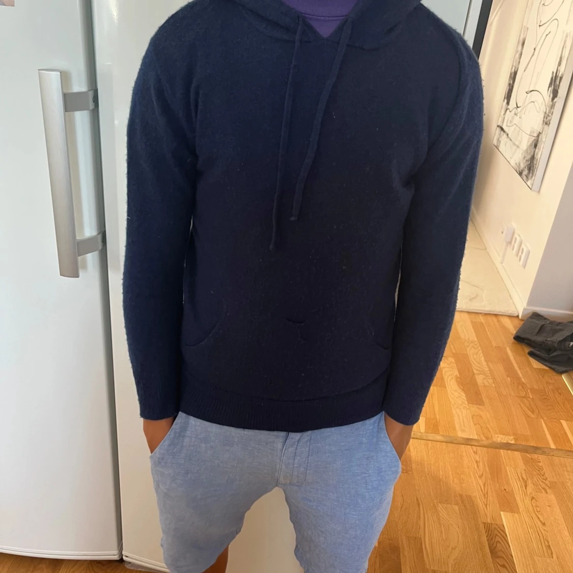 Mörkblå hoodie i kashmir från Maison Cashmere storlek XS