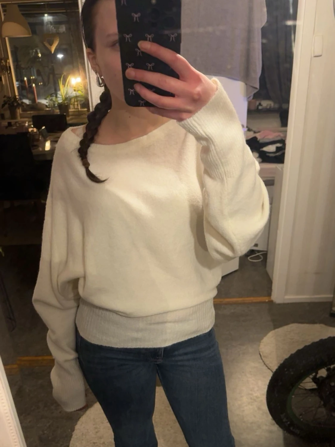 Vit oversized stickad tröja - 1