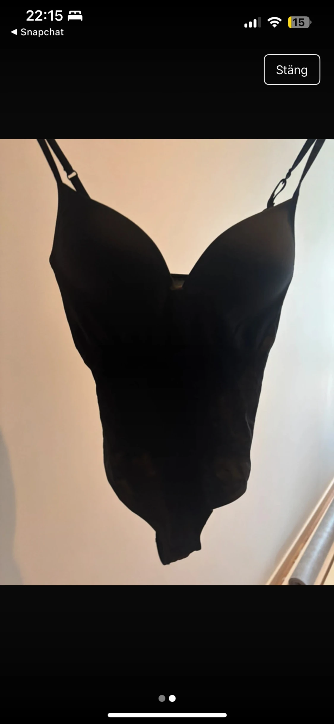 NY Svart bodysuit med smala axelband - 2