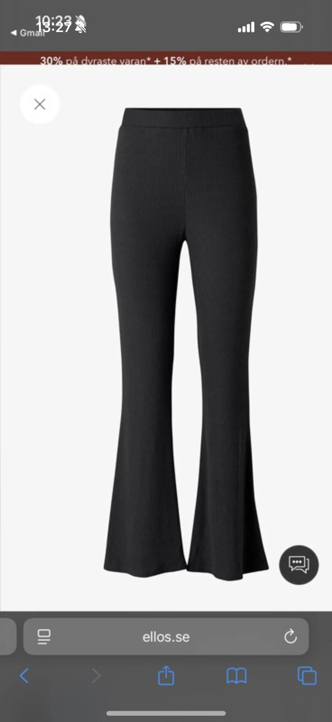 Svarta ribbade bootcut-byxor Edith - 1