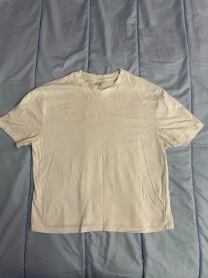 Vit graphic t-shirt från ASOS i storlek M - Hej, jag säljer en snygg och lite croppad t-shirt från Asos i storlek M. Den är ganska använd men fortfarande i helt okej skick. Väldigt snygg design där bak med en fadead effekt. 