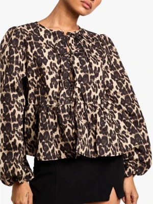 Leopard blus - En jätte fin leopard blus med lite puffiga armar och jätte fin knytning fram! Har bara använt den en gång så nästan som helt ny🥰💕