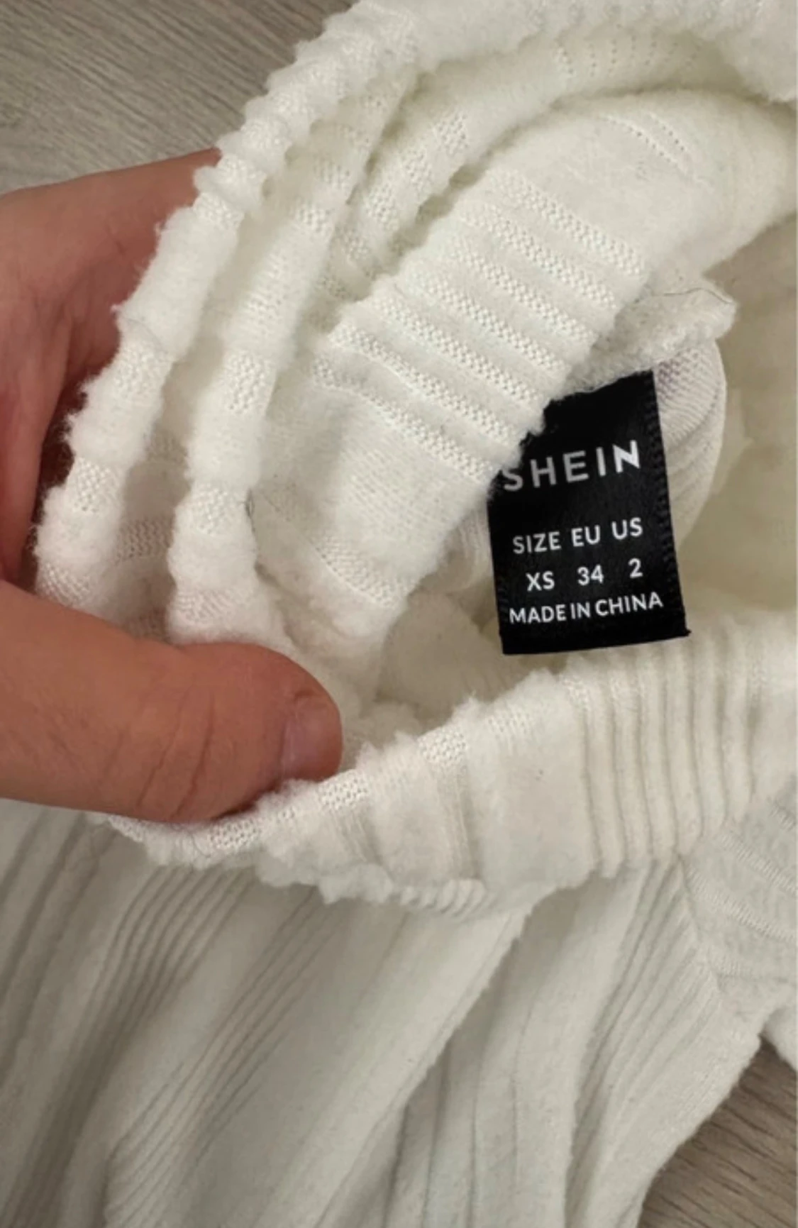 Vit ribbad polotröja-långärmad  - 2