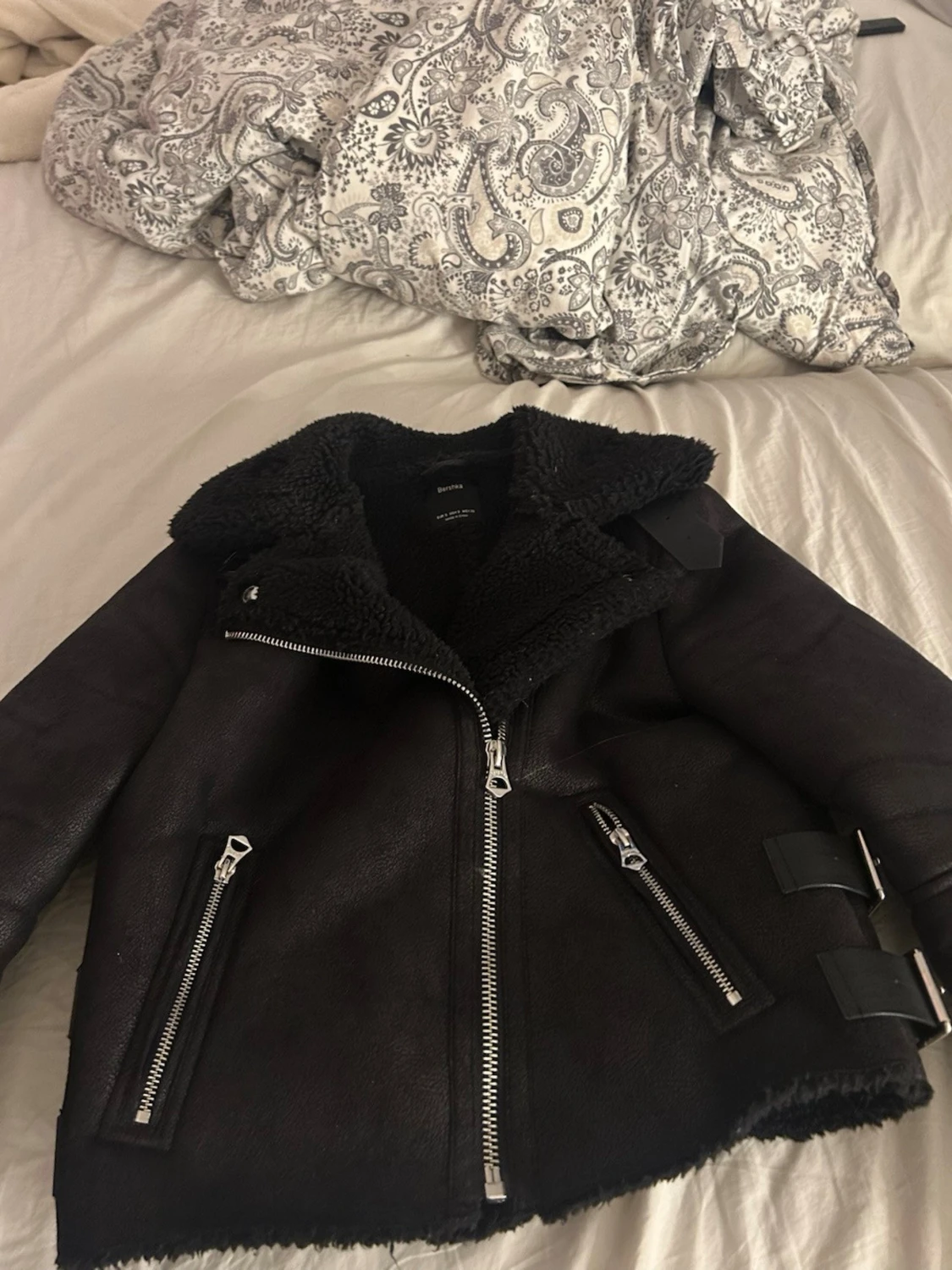 Svart biker mocka jacka - 4