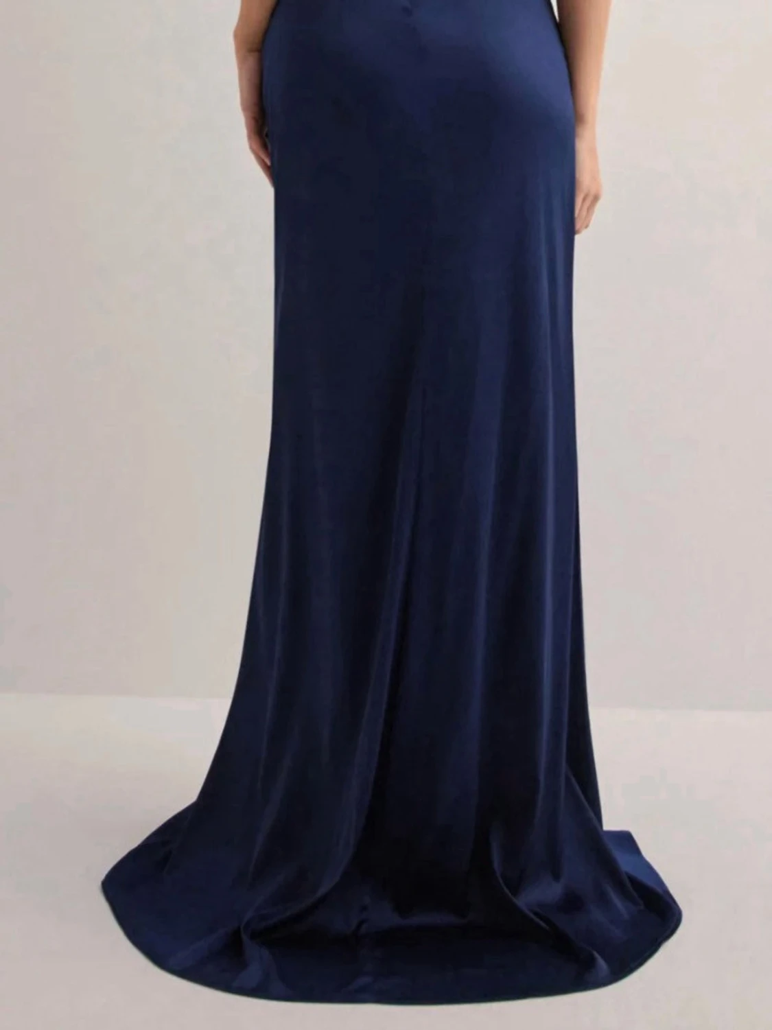 Marinblå axelbandslös långklänning - 3