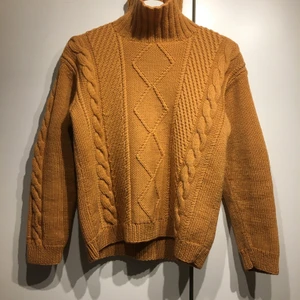 Vintage stickad tröja - Orange stickad tröja, S/M, 100% ull