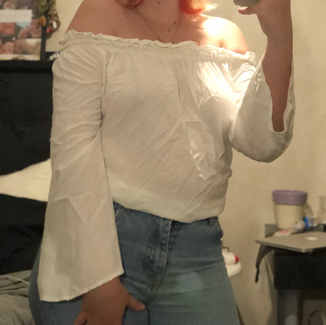 off shoulder topp i storlek S - 91