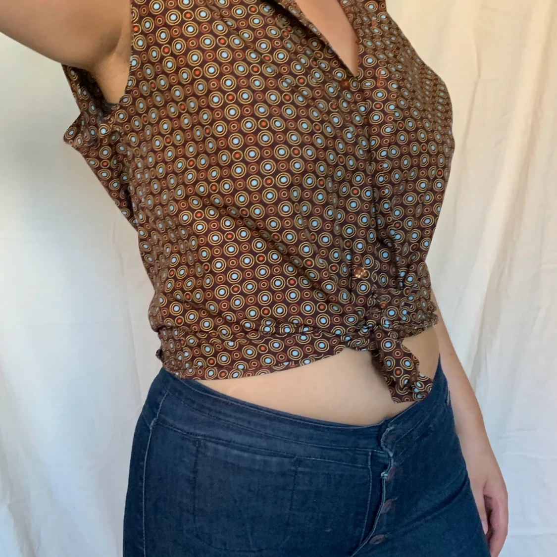 Brun kortärmad skjorta  - 90