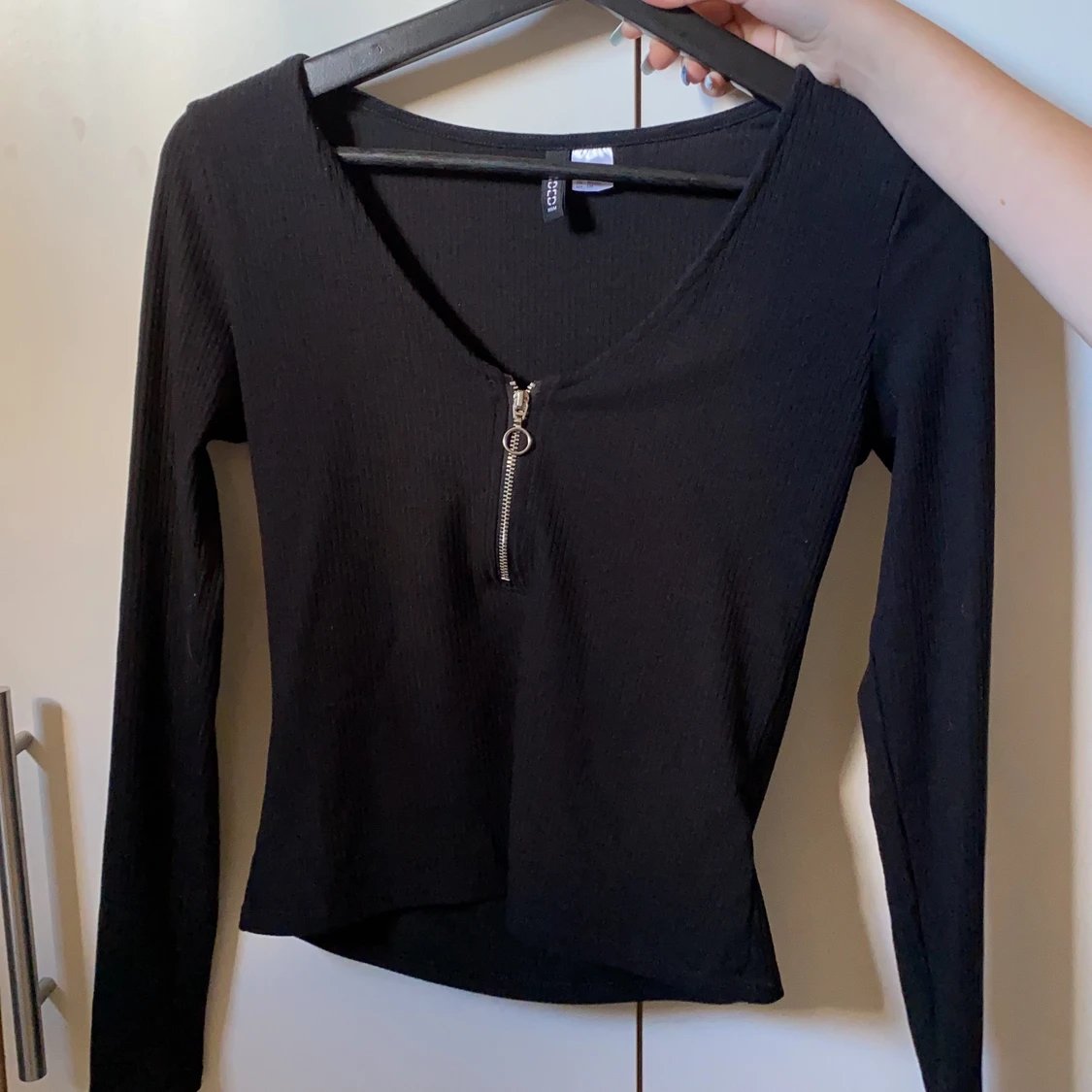 Urringad långärmad tröja med dragkedja  - 90