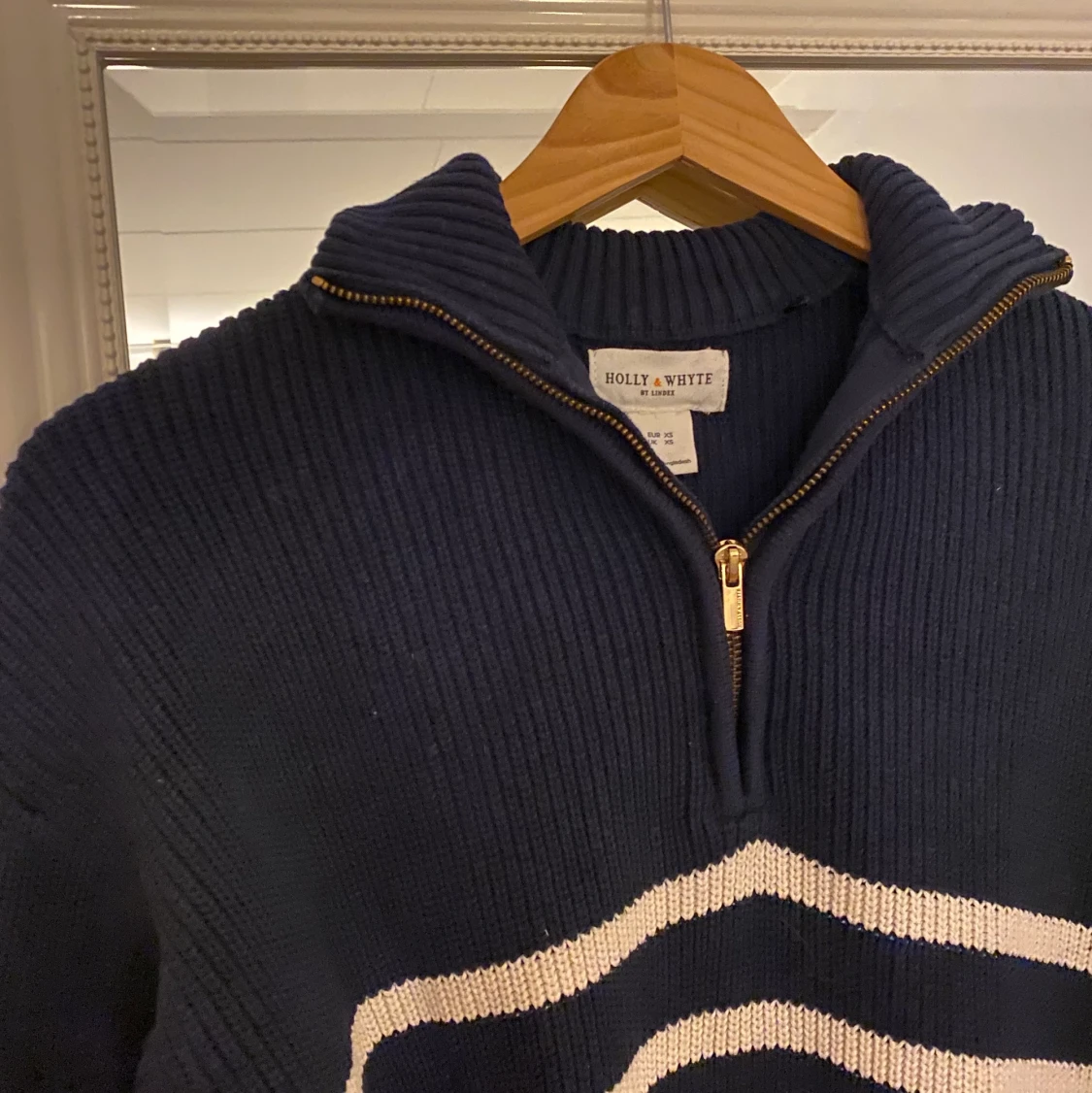 Stickad Half Zip tröja  - 90