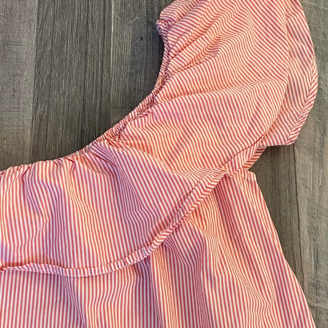 Red and White Striped Off the shoulder short dress  - 90