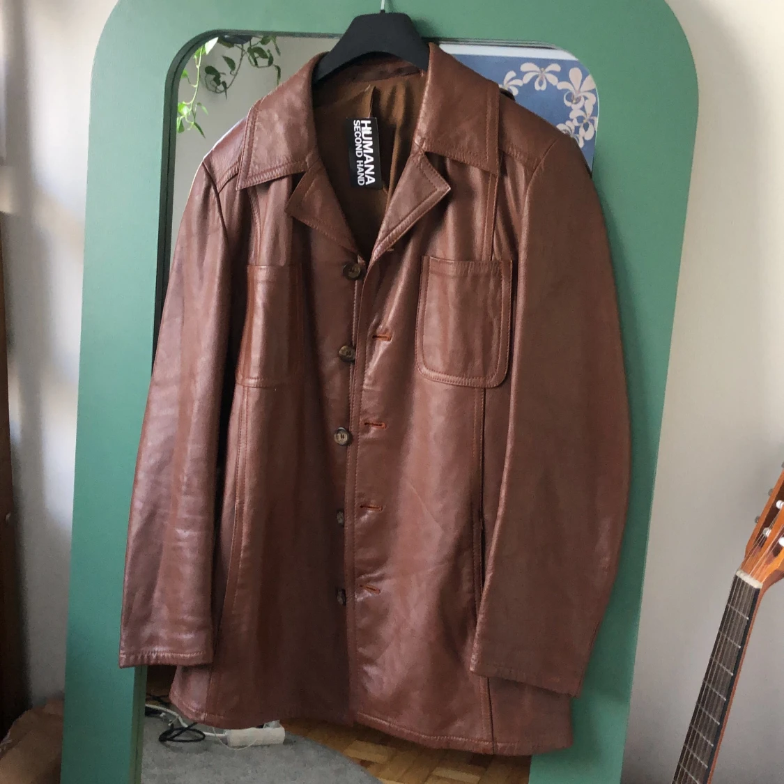 Brun läderjacka