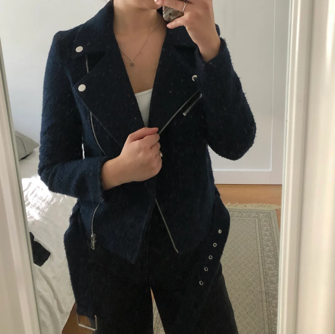 Bikerjacka i teddymaterial