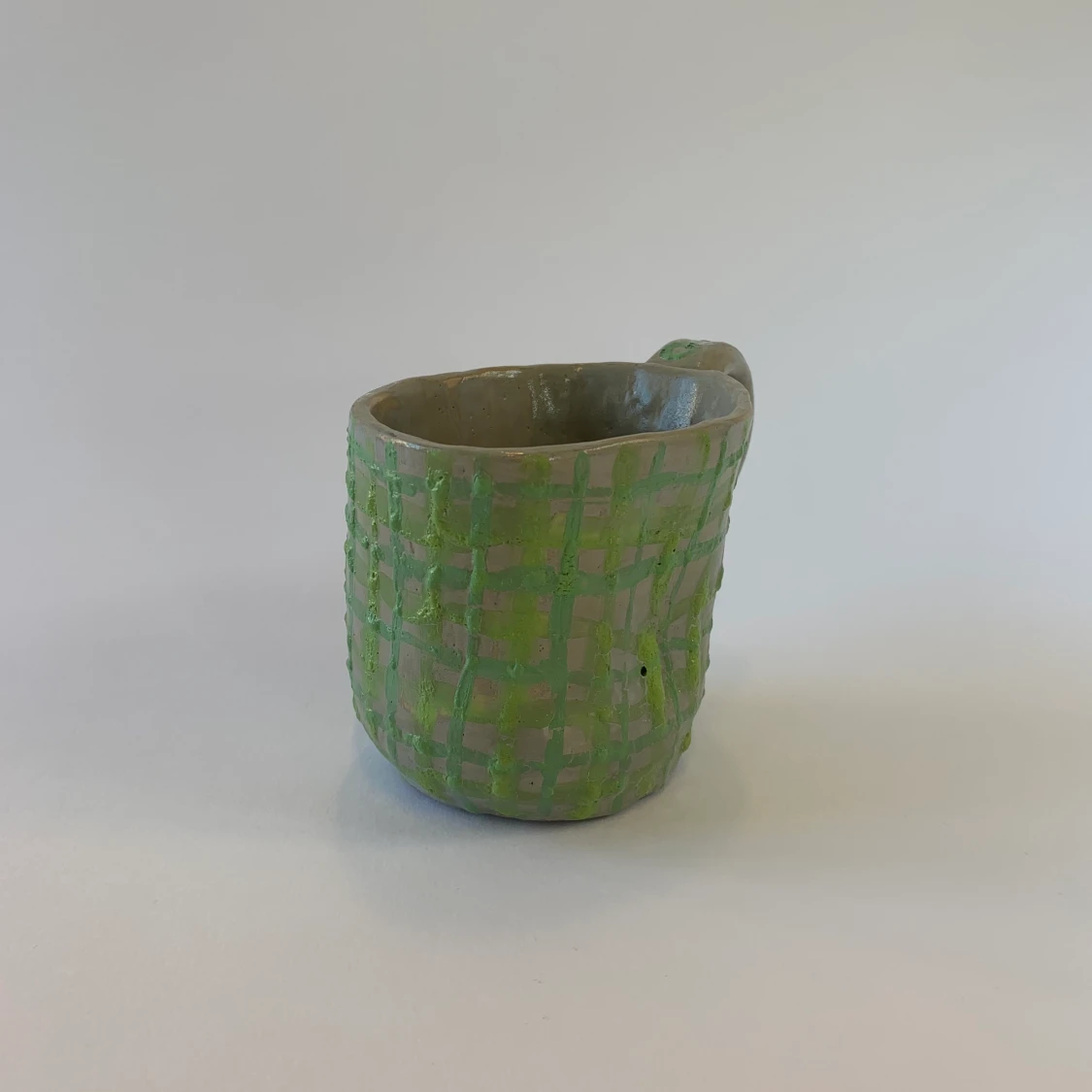 Handgjord kopp med gröna rutor - 90