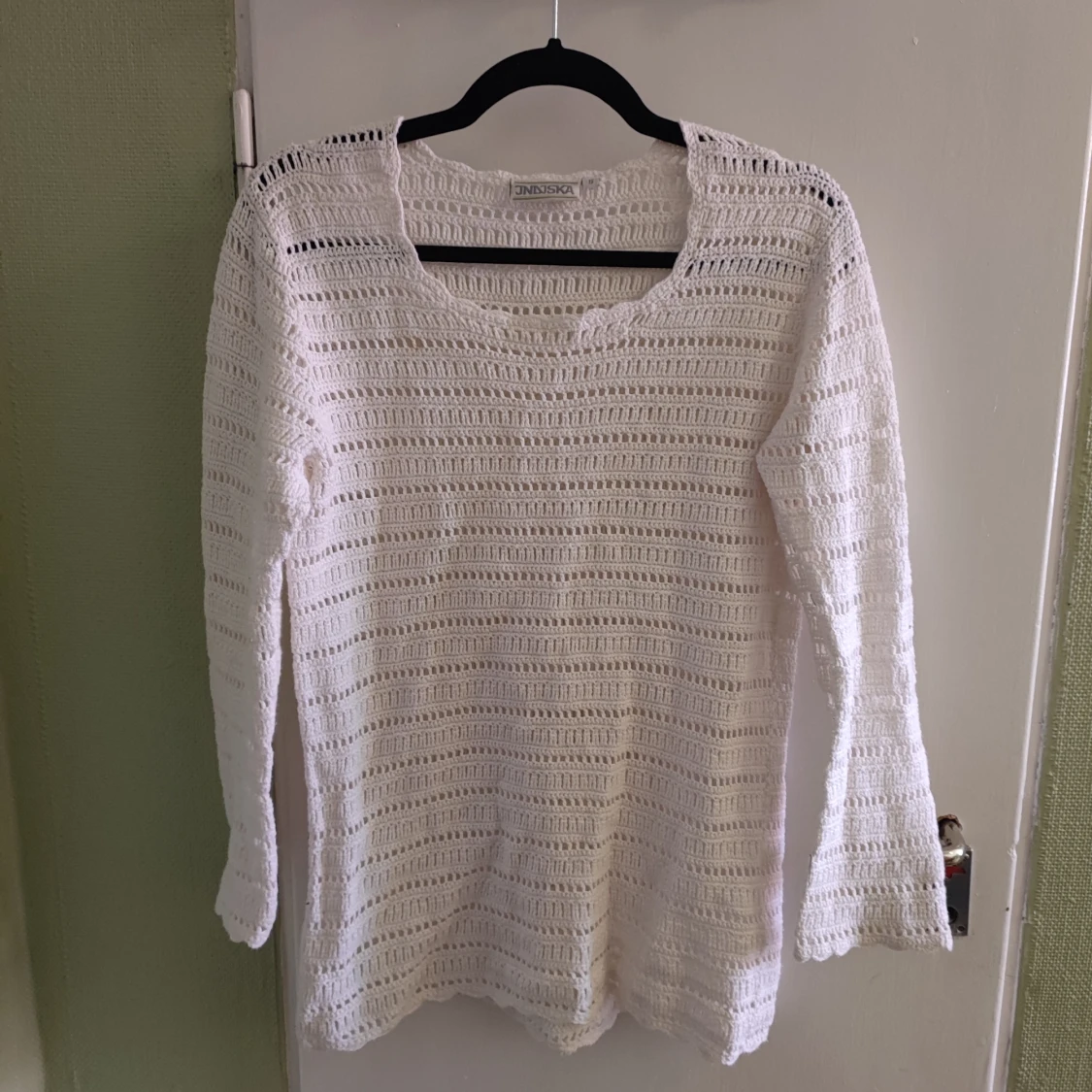 Virkad vit tröja från Indiska strl S
