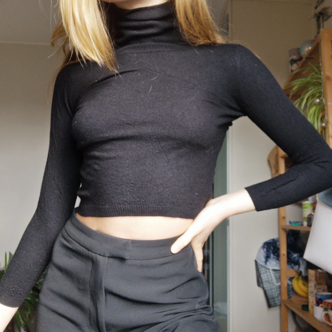 Svart stickad turtleneck❤️