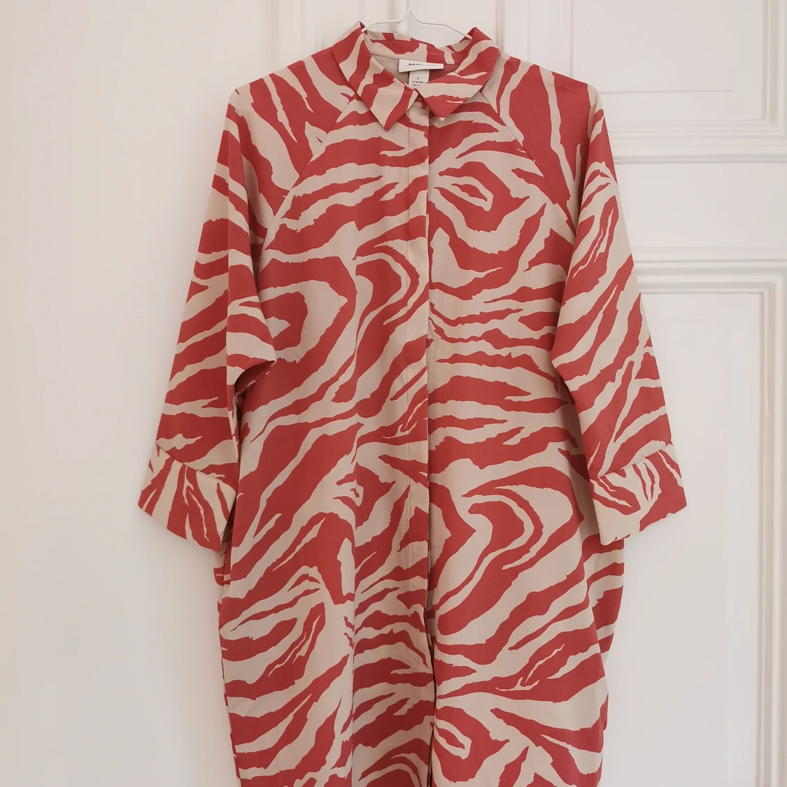 Orange zebramönstrad skjortklänning - 90