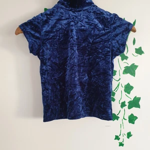 Velvet topp - Marinblå sammetstopp med hög krage. Ingen storleksmarkering men passar som xs!